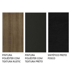 Mesa Tampo de Madeira com 6 Cadeiras Preto Rustic Preto