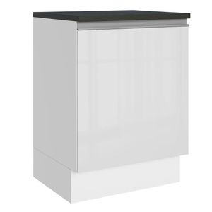 Balcão Acordes 100% Mdf 60cm 1 Porta Frente Branco Brilho