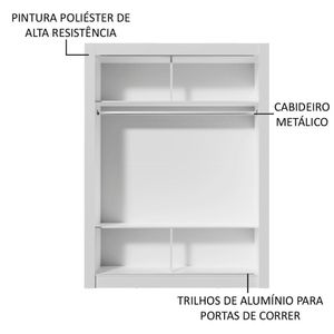 Guarda-roupa Solteiro Denver 2 Portas Correr Espelho Madesa