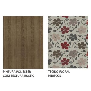 Conj. Mesa Tampo Vidro 4 Cadeiras Rustic/Crema/hibisco