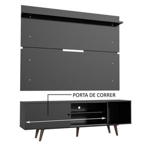 Rack Dubai e Painel para TV até 65" Preto e Rustic Madesa