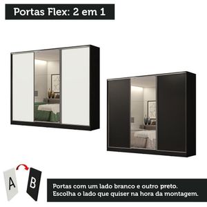 Guarda Roupa Casal Madesa Royale 3 Portas Correr Espelho Pto