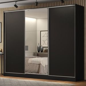 Guarda Roupa Casal Madesa Royale 3 Portas Correr Espelho Pto