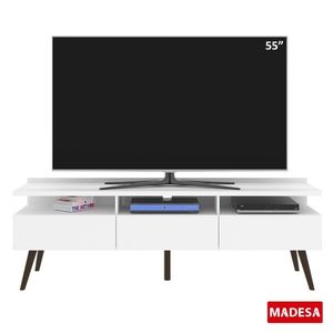 Rack para TV Londres com Pés Retrô Branco Madesa