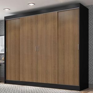 Guarda-roupa Casal Austin 4 Portas 3 Gavetas Preto