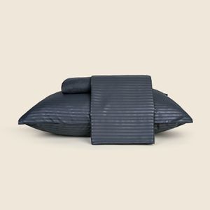 Jogo de Cama Stripe Microfibra Preto - A\CASA