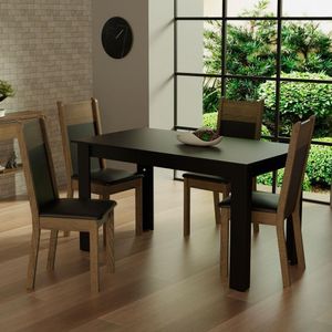 Conjunto Sala de Jantar Havana Mesa com 4 Cadeiras Preto