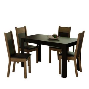 Conjunto Sala de Jantar Havana Mesa com 4 Cadeiras Preto