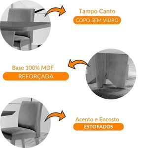 Conjunto Mesa Jantar Evora 180cm 6 Cadeiras Grecia grafite