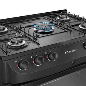 Fogão Mueller 5B Com Mesa Esmaltada Mfi5bc Preto Fosco