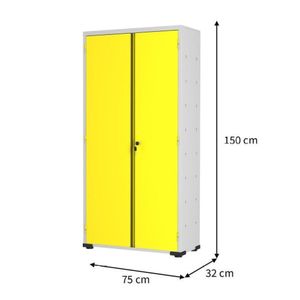 Armário Aço Escritório Fechadura 3 Prateleiras Ea303 Amarelo