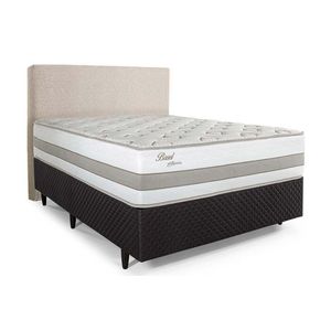 Cama Box Casal com Cabeceira Herval Basel, 73x138x188 cm, Molas Ensacadas