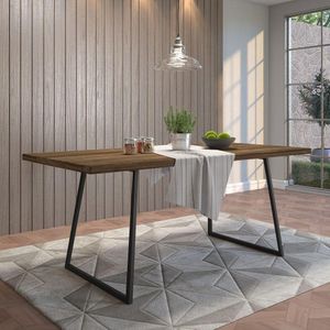 Mesa Sala de Jantar Cozinha Ogleary 190cm Grafite Madeira Maciça Rustic Brown G54 - Gran Belo