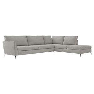 Sofá de Canto Chaise Direito 267 cm Olívia Suede Cinza G52 - Gran Belo