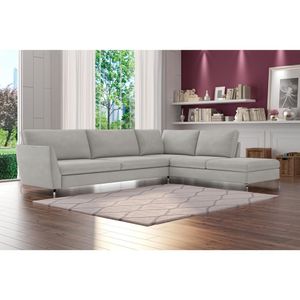 Sofá de Canto Chaise Direito 267 cm Olívia Suede Cinza G52 - Gran Belo
