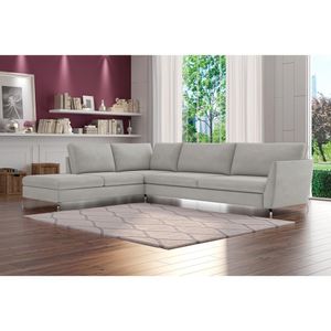 Sofá de Canto Chaise Esquerdo 267 cm Olívia Suede Cinza G52 - Gran Belo