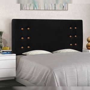 Cabeceira Decorativa King Size 1,95M Kors Suede Preto G63 - Gran Belo