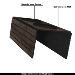 Kit 07 Esteiras Bandeja Com Suporte Para Copos Para Sofá MDF Tabaco G20 - Gran Belo