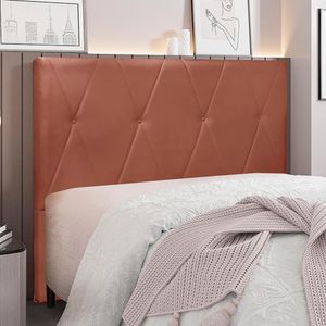Cabeceira Decorativa Casal 1,40M Yves Veludo Cobre G63 - Gran Belo