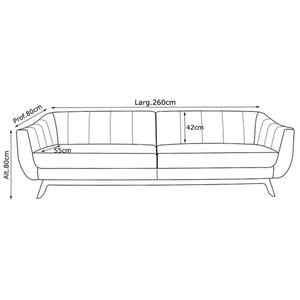 Sofá 4 Lugares Boomer 260cm PU Sintético Branco G15 - Gran Belo