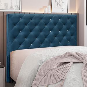 Cabeceira Decorativa King Size 1,95M Tàzio Veludo Azul Marinho G63 - Gran Belo
