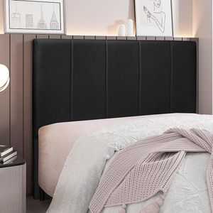 Cabeceira Decorativa Casal 1,40M Erza Veludo Preto G63 - Gran Belo