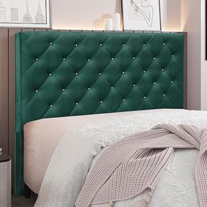 Cabeceira Decorativa King Size 1,95M Tàzio Veludo Verde Floresta G63 - Gran Belo