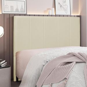 Cabeceira Decorativa Queen Size 1,60M Erza Veludo Bege G63 - Gran Belo