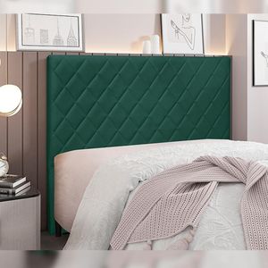 Cabeceira Decorativa Queen Size 1,60M Baelon Veludo Verde Floresta G63 - Gran Belo