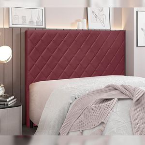 Cabeceira Decorativa Queen Size 1,60M Baelon Veludo Vinho G63 - Gran Belo