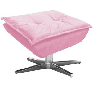 Puff Decorativo Base Giratória Cromada Charger Suede Rosa G19 - Gran Belo