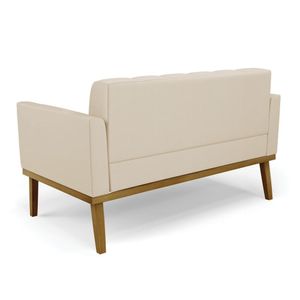 Poltrona Namoradeira Decorativa Karen Pés Fixo em Madeira Castanho PU Bege G19 - Gran Belo