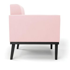 Kit 2 Poltronas Decorativas Karen Pés Fixo em Madeira Preto Suede Rosa Bebê G19 - Gran Belo
