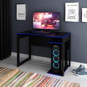 Mesa para Escritório Home Office Gamer ME4161 MDP Preto/Azul G69 - Gran Belo