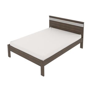 Cama de casal MDP CM8009 Nogal/Branco G69 - Gran Belo