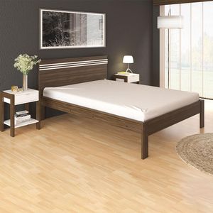 Cama de casal MDP CM8009 Nogal/Branco G69 - Gran Belo