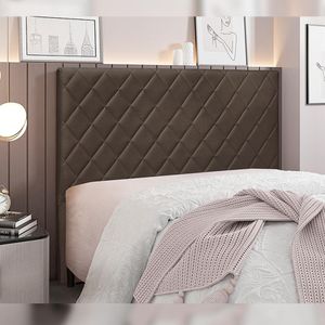 Cabeceira Decorativa King Size 1,95M Baelon Veludo Marrom G63 - Gran Belo