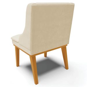 Poltrona Decorativa Base Fixa de Madeira Firenze PU Bege/Castanho G19 - Gran Belo