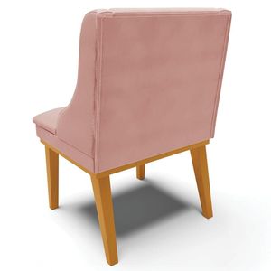Poltrona Decorativa Base Fixa de Madeira Firenze Veludo Rose/Castanho G19 - Gran Belo