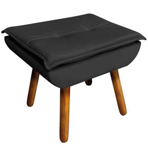 Puff Decorativo Pés Palito Charger Veludo Preto G19 - Gran Belo