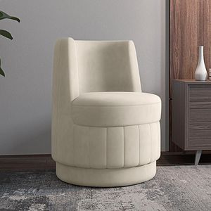 Kit 2 Poltronas Decorativas Estilo Único Éfeso Sala de Estar Base Giratória Veludo Bege G33 - Gran Belo