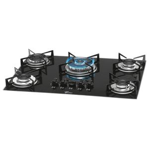 Cooktop Fischer 5 Bocas Tripla Chama Mesa de Vidro Bivolt Preto 1743