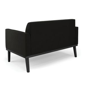 Conjunto Poltrona e Namoradeira Decorativa Isabella Pés Fixo em Madeira Preto Suede Preto G19 - Gran Belo