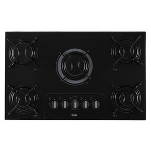 Cooktop Consul a Gás 5 Bocas Vidro Temperado Preto e Acendimento Super Automático Controle Fácil CD075AE Bivolt