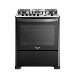 Fogão 5 Bocas Preto com Mesa Inox Dako Magister Grill Bivolt