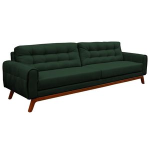 Sofá 4 Lugares Sala de Estar Eros 260 cm Veludo Esmeralda Base Fixa G15 - Gran Belo
