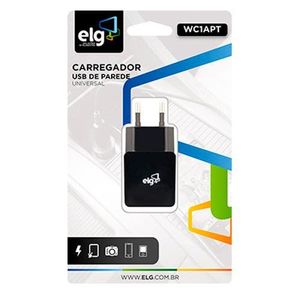 Carregador USB ELG Universal Preto 1 saida WC1APT