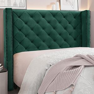 Cabeceira Decorativa Queen Size 1,84M Loewe Veludo Verde Floresta G63 - Gran Belo