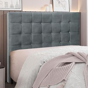 Cabeceira Decorativa Casal 1,40M Tropea Veludo Cinza G63 - Gran Belo