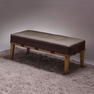 Puff Decorativo 100cm Martínez Linho Pés Madeira Marrom/Natural G62 - Gran Belo